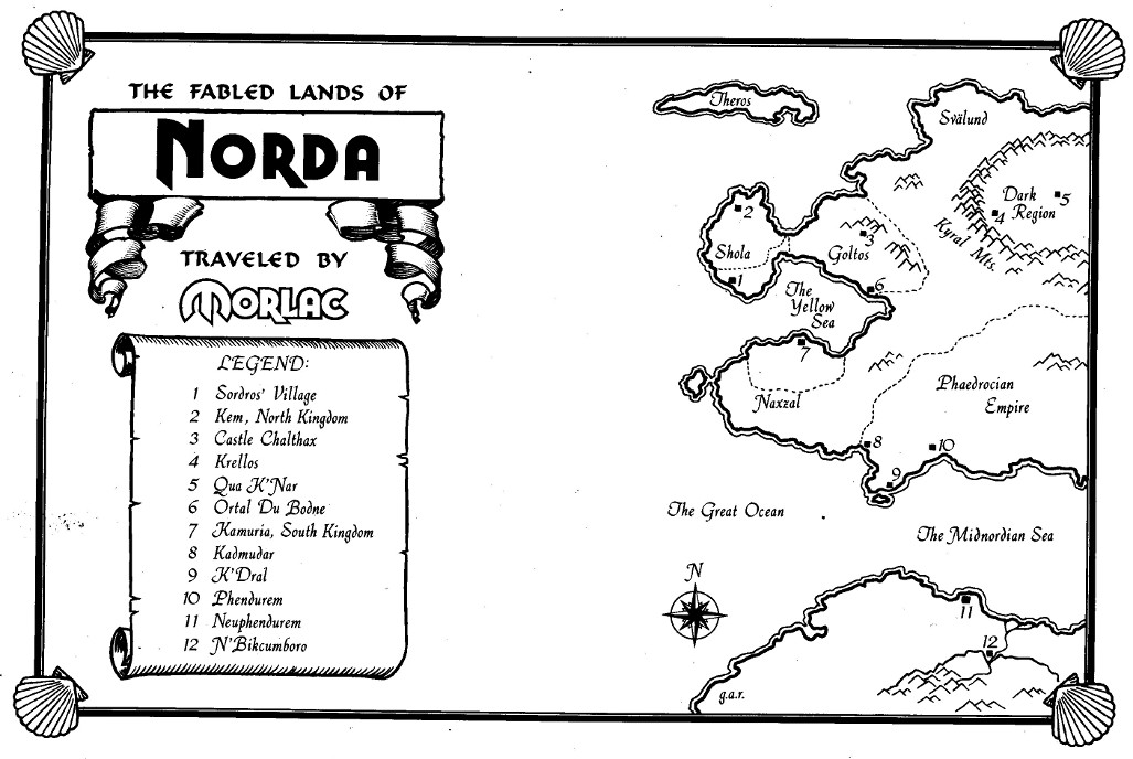 Map of the World of Norda drawn by Gary Alan Ruse